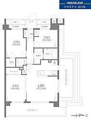 レクセルガーデン武蔵砂川　601号室 3LDKの間取り
