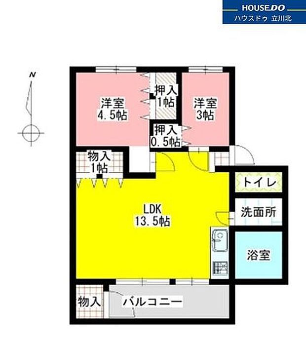富士見町住宅21号棟　504号室(2LDK) 5階の間取り