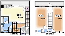 カルム調布 2階2LDKの間取り