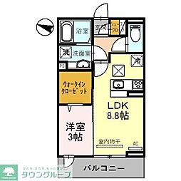 JR川越線 西大宮駅 徒歩8分の賃貸アパート 1階1LDKの間取り