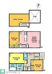 JR埼京線 南与野駅 徒歩15分の賃貸一戸建て 2SLDKの間取り