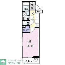 JR川越線 指扇駅 徒歩15分の賃貸アパート 3階1Kの間取り