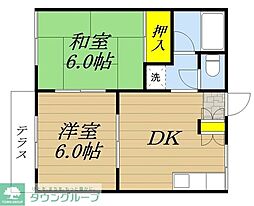 JR埼京線 与野本町駅 徒歩23分の賃貸アパート 1階2DKの間取り