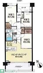 JR埼京線 北与野駅 徒歩2分の賃貸マンション 19階3LDKの間取り