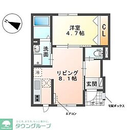 JR埼京線 南与野駅 徒歩32分の賃貸アパート 2階1LDKの間取り