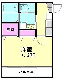 キャメル新中里 1階1Kの間取り