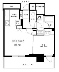 JR埼京線 大宮駅 徒歩16分の賃貸マンション 4階1LDKの間取り