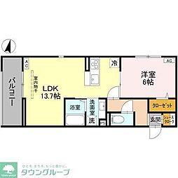JR川越線 指扇駅 徒歩8分の賃貸アパート 3階1LDKの間取り