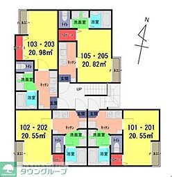 東武野田線 大和田駅 徒歩15分の賃貸アパート 1階1Kの間取り