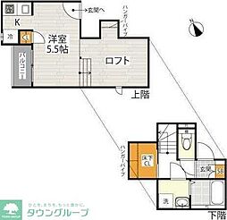 湘南新宿ライン宇須 東大宮駅 徒歩18分の賃貸アパート 2階1Kの間取り
