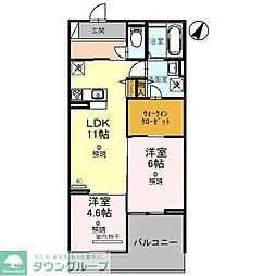 東武野田線 七里駅 徒歩10分の賃貸アパート 2階2LDKの間取り