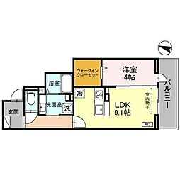 JR川越線 西大宮駅 徒歩13分の賃貸アパート 3階1LDKの間取り