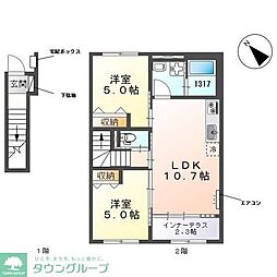 戸田市美女木アパート新築工事 2LDKの間取図画像