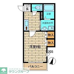 ビアリッツ2 1Kの間取図画像