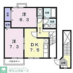 フレール・南与野 2DKの間取図画像