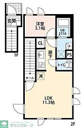 田村荘 1LDKの間取図画像
