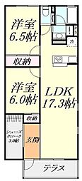 花梨コート 2LDKの間取図画像