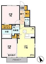 ヒルサイドテラス2 2LDKの間取図画像