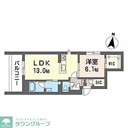 リッツ・リン 1LDKの間取図画像