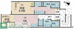 カインドネス南浦和 1DKの間取図画像