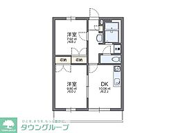 レオパレスゴールドレジデンス城北C 2DKの間取図画像