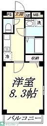 エミネックス新中里B棟 1Kの間取図画像