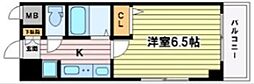 ロイヤルレジデンス北梅田 6階1Kの間取り