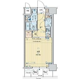 エグゼ大阪ドームII 2階1Kの間取り