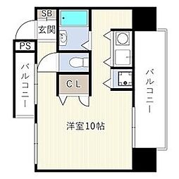 ドゥマン梅田 9階ワンルームの間取り