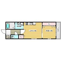 La vie belle 宝山町 1LDKの間取図画像