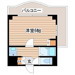 ハイコート駒川 1Kの間取図画像