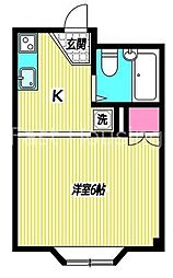 西武新宿線 鷺ノ宮駅 徒歩3分の賃貸マンション 2階1Kの間取り