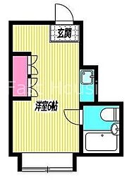 都営大江戸線 西新宿五丁目駅 徒歩6分の賃貸アパート 2階ワンルームの間取り