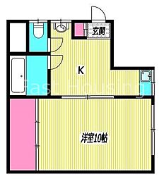フジビル 1Kの間取図画像