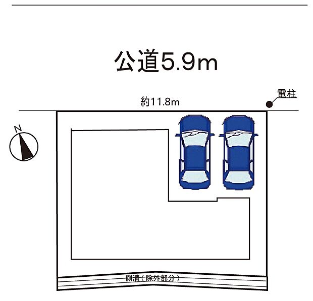 駐車場は並列2台可能。