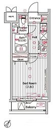 ヴォーガコルテ長原 1Kの間取図画像