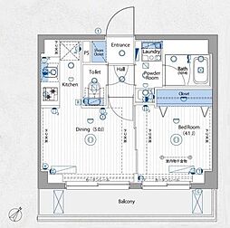 ヴォーガコルテ横濱青葉 1DKの間取図画像