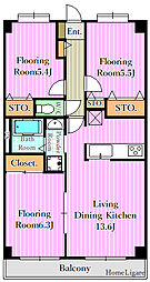 アイ・エヌ西葛西2 2階3LDKの間取り