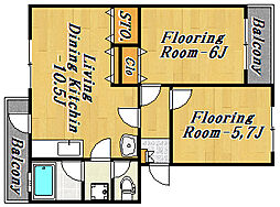 コーポ近江屋2 2LDKの間取図画像