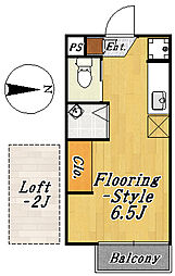 フローラ4 1Kの間取図画像