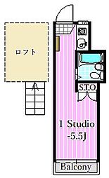 ピア4 1Kの間取図画像