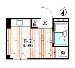 パークサイド千川 ワンルームの間取図画像