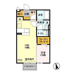 サニープレイスA 1LDKの間取図画像