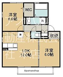ソラーレつくばB 2LDKの間取図画像