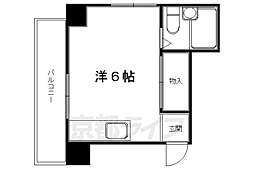京都市営烏丸線 国際会館駅 徒歩1分の賃貸マンション 4階ワンルームの間取り