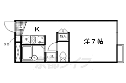 レオパレスグローバルI 2階1Kの間取り