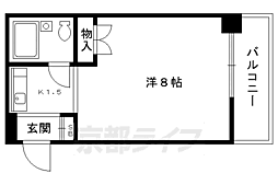 レジデンス浅野 4階1Kの間取り