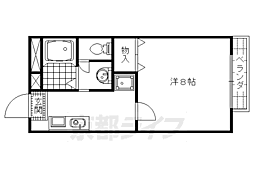 京福電気鉄道北野線 北野白梅町駅 徒歩14分の賃貸アパート 1階1Kの間取り