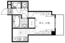 京福電気鉄道北野線 北野白梅町駅 徒歩12分の賃貸マンション 地下1階1Kの間取り
