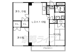 京都市営烏丸線 松ヶ崎駅 徒歩8分の賃貸マンション 2階3LDKの間取り